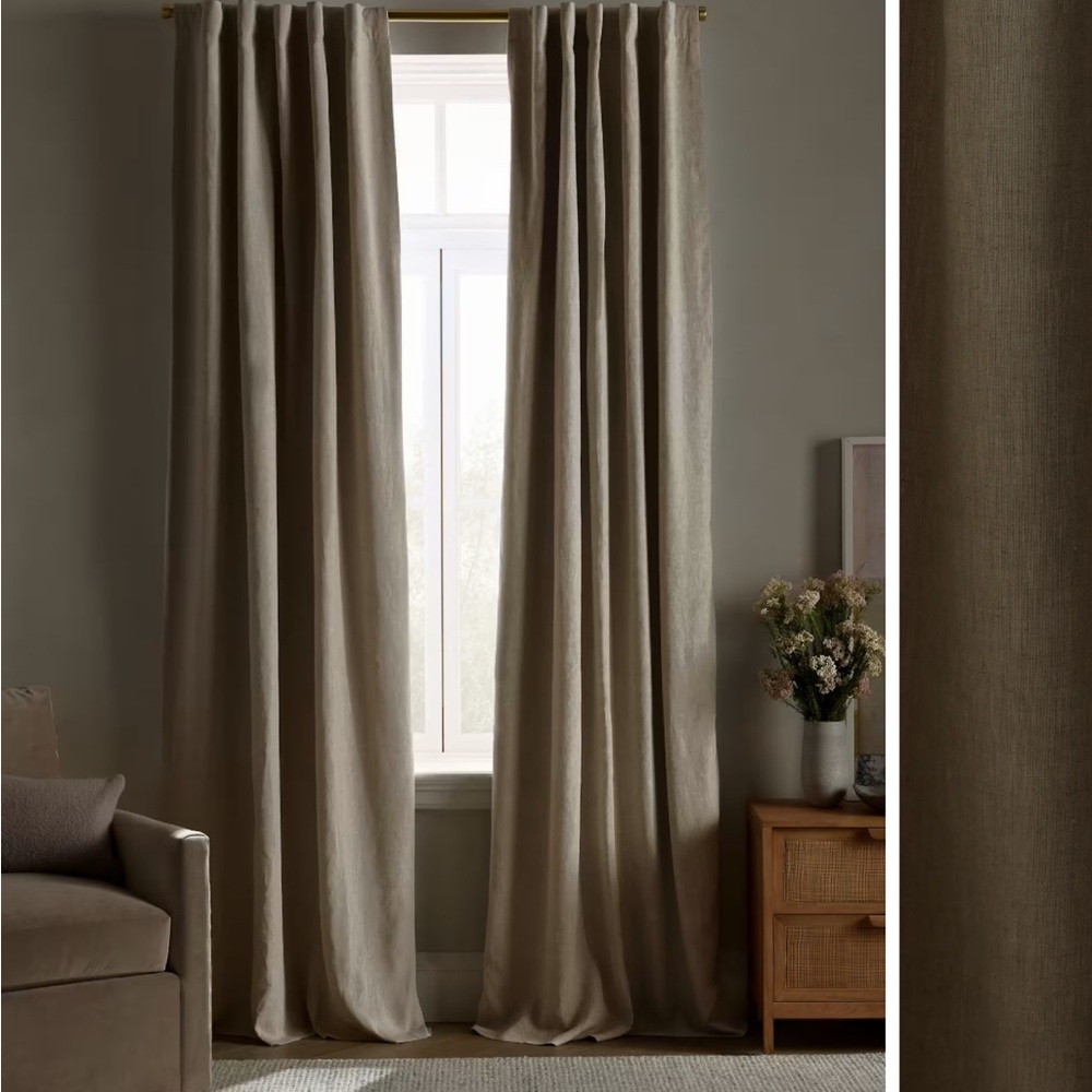 Quince European Linen Blackout Curtain - Tan set of TWO